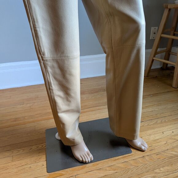 Vintage Y2K Mixit Leather Pants Tan High Rise Western Biker Size 8 - Picture 6 of 10